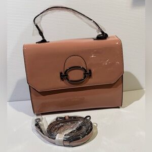 NWT Elegant Blush Patent Vegan Leather Spacious Handbag